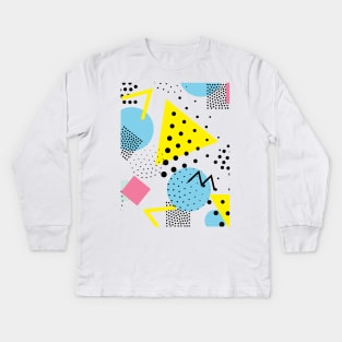 bright geometric circles and triangles Kids Long Sleeve T-Shirt